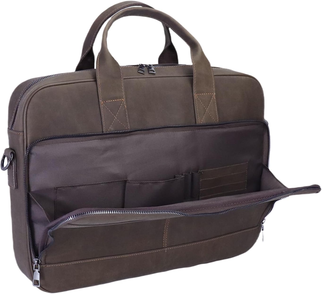 Vintage Faux Leather Briefcase: 15.6" Roomy/17 Compact Laptop Messenger Bag for Men - Crossbody Business Travel Satchel