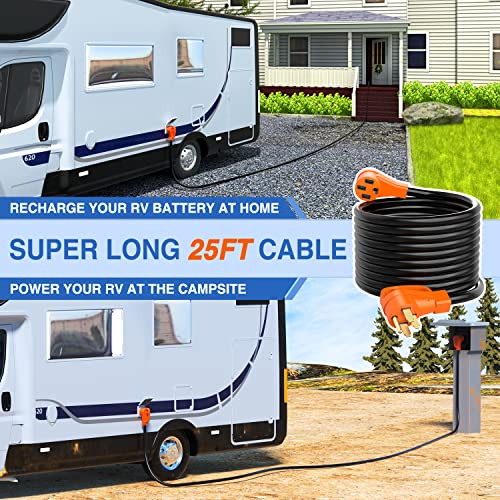 Image of Nilight 50 Amp 25FT RV EV Extension Cord 250V Heavy Duty 6 /3+8 /1 Gauge Pure Copper STW Wire UL ETL Listed 4 Prong Nema 14-50P 14-50R 50F /50M Cable Suit for RVs EVs Trailers Campers
