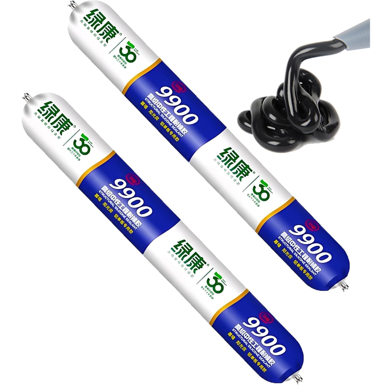 9900 Silicone Waterproof Sealant, Clear Multipurpose Caulk for Roof & Wall Cracks, UV Heat Resistant, Indoor Outdoor Use for RV Gutter Tile Stone (Black,2Pcs)