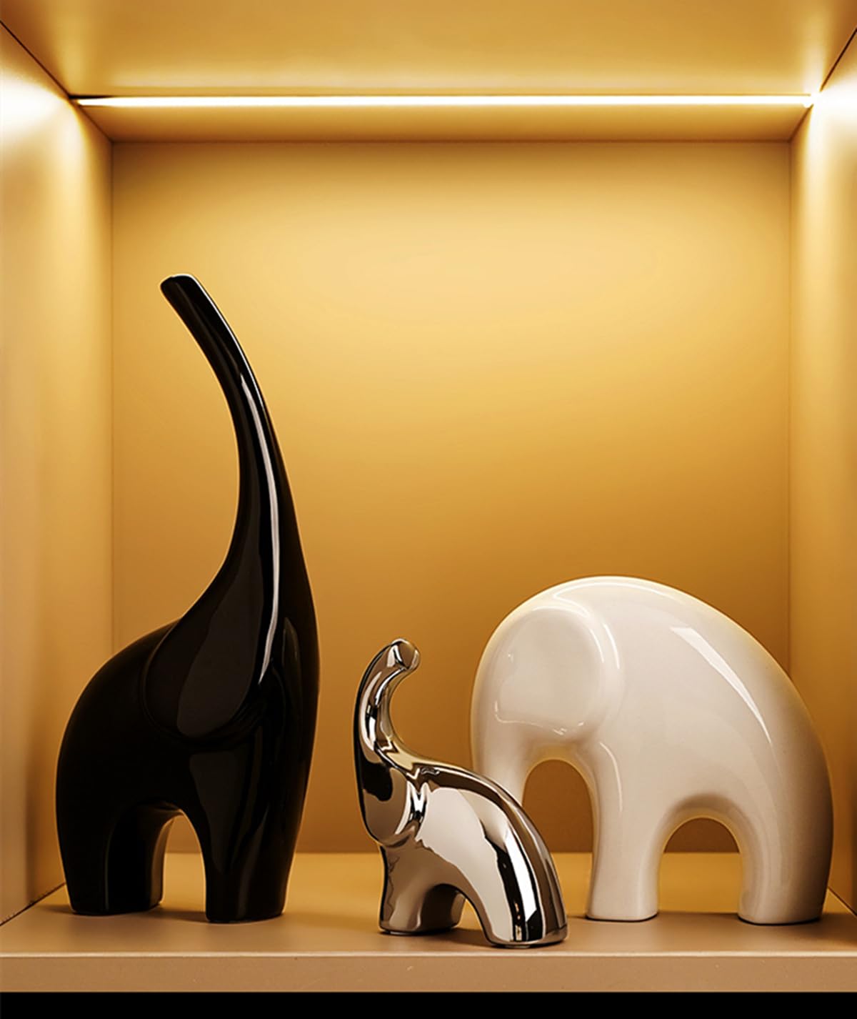 GZDDYUMYJX Elefantes Decoracion Figuras, Estatua Moderna de cerámica, Elefante de la Buena Suerte, para estanterías, Salas de Estar, oficinas, mesas. Regalo para los Amantes de los Elefantes.