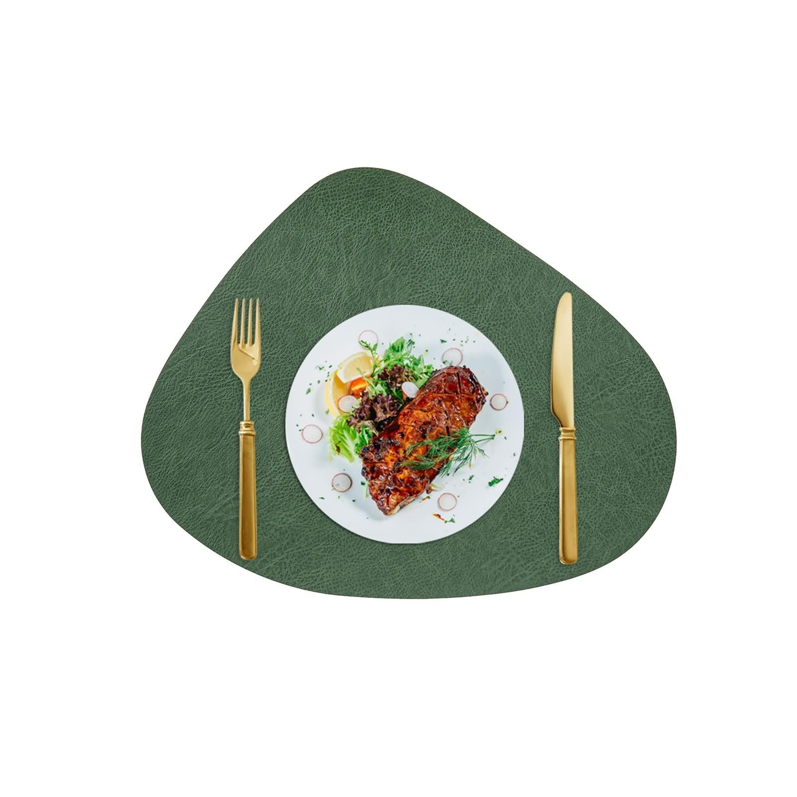 Tovaglietta Colazione Set 8, 34 x 42.5 CM Verde Grigio Tovaglietta Forma Geometrica Ristorante Pelle PVC, Tinta Unita con Geometrico