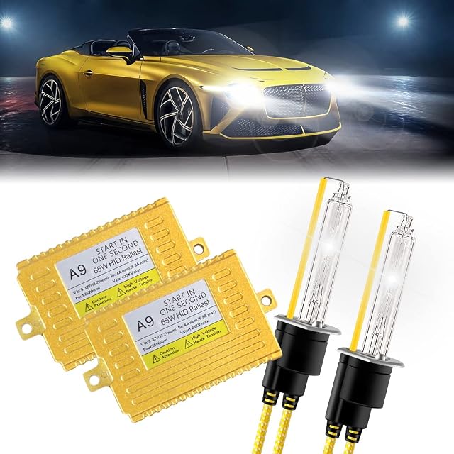 yifengshun 65W H1 Car HID Xenon Conversion Kit Ultra-thin HID Ballasts Quick Start Extremely Bright Xenon White 6000K High/Low Beam Integrated Headlights Bulbs