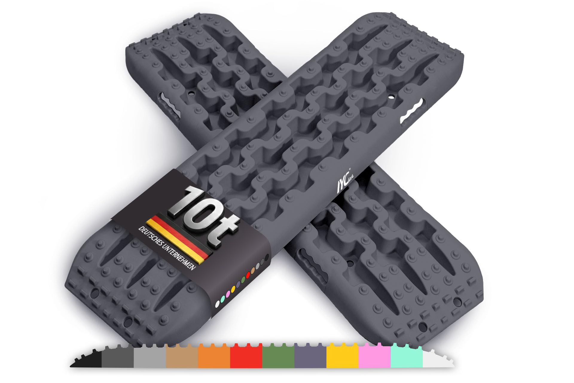 IYC4x4 Sandbleche Anfahrhilfe Bergungshilfe Traktionshilfe Reifenleiter Kunststoff (Stealth Grey, 2x Sandbleche)