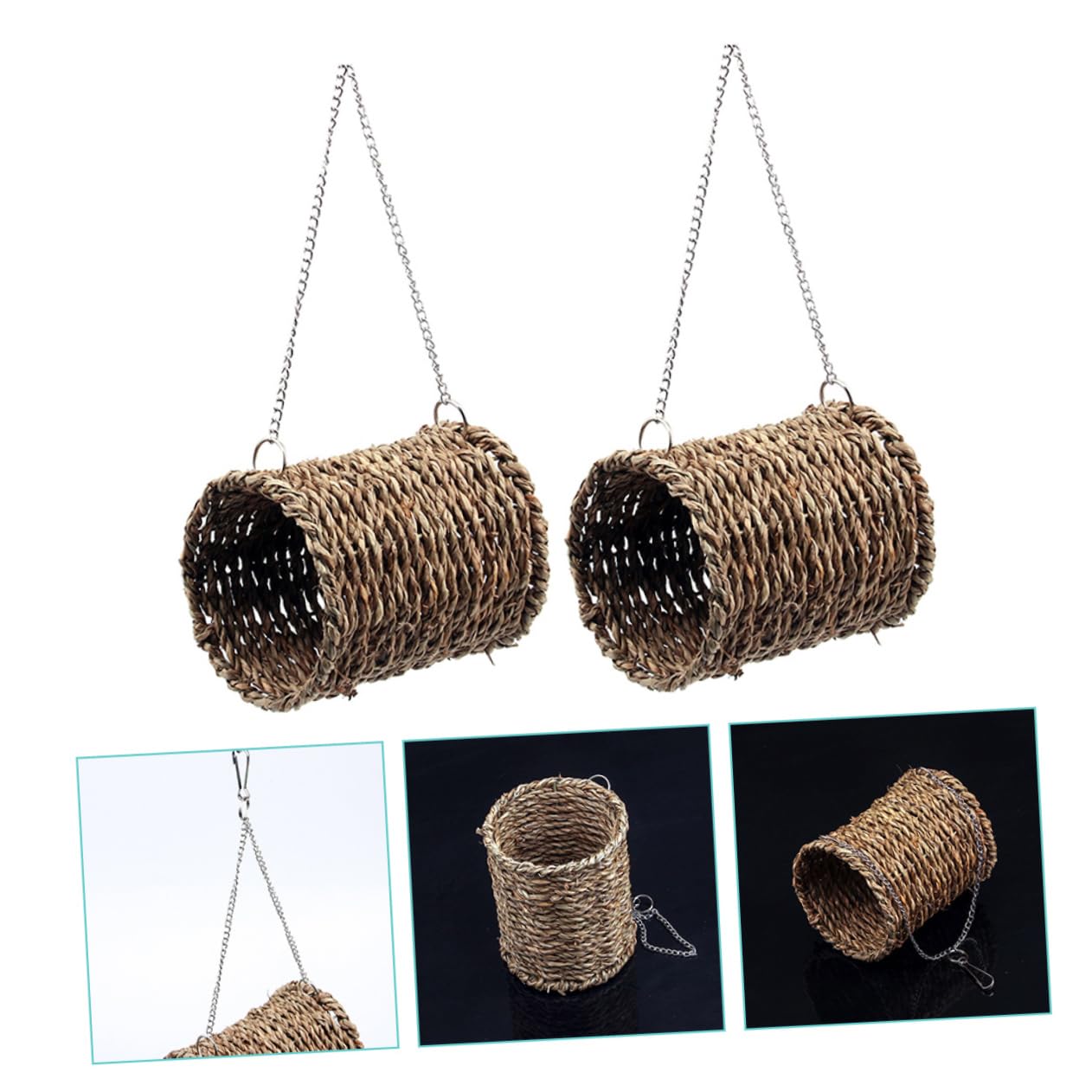 minkissy Hamaca de Loro, Nido de Ardilla, Juguetes para pájaros, Columpio para Mascotas, Jaula para Ratas, Conejo, Juguetes para Loros, escondite, cabaña Colgante, Nido de pájaros, casa de bambú, la