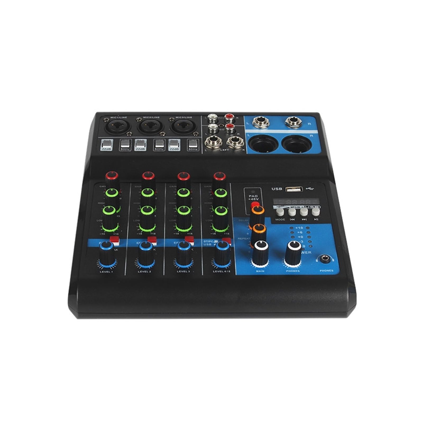 Mezclador de audio, Tarjeta de sonido 5 vías for grabación por ordenador, unidad libre, consola mezclas, mezclador, equipo profesional, interfaz, procesador Para karaoke en estudio