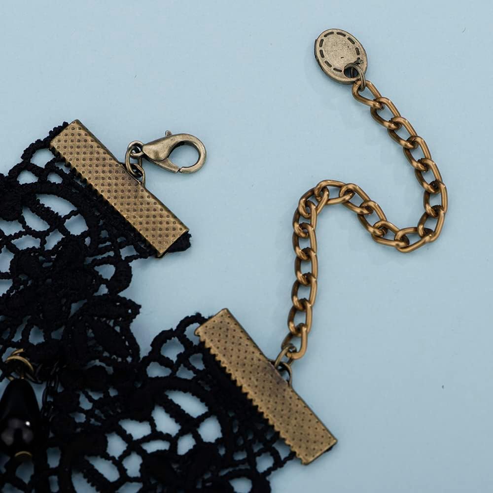 Denifery Black Lace Choker Necklace Lace Gothic Choker with Crystal for Women for Halloween Weeding Costume Party Prom Vampire Choker (Style 5) - Image 7