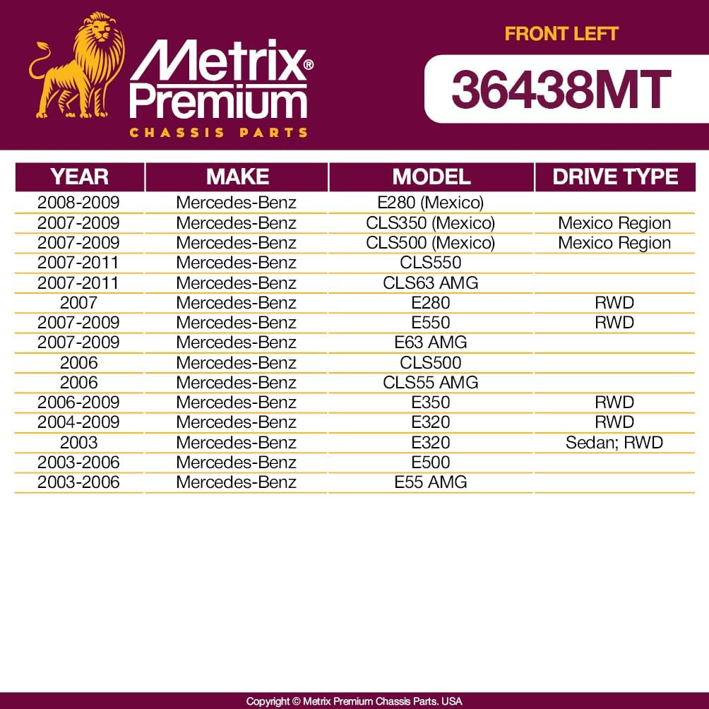 Metrix Premium Chassis Parts - Front Left Sway Bar Stabilizer End Link Fits 08-09 Mercedes-Benz E280 (Mexico), 07-09 CLS350 (Mexico), 07-09 CLS500, 07-11 CLS550, Replacement K80492, Made in Europe