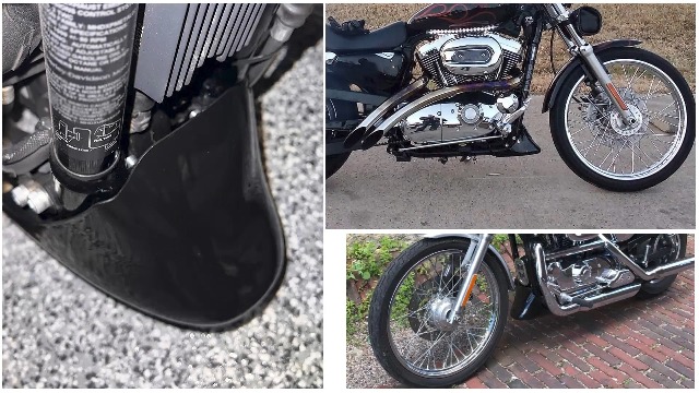 Aileron Avant Inférieur Riloer Pour Harley Sportster 1200/883 Iron XL 2004-2020 - Noir Brillant - ABS Et Métal