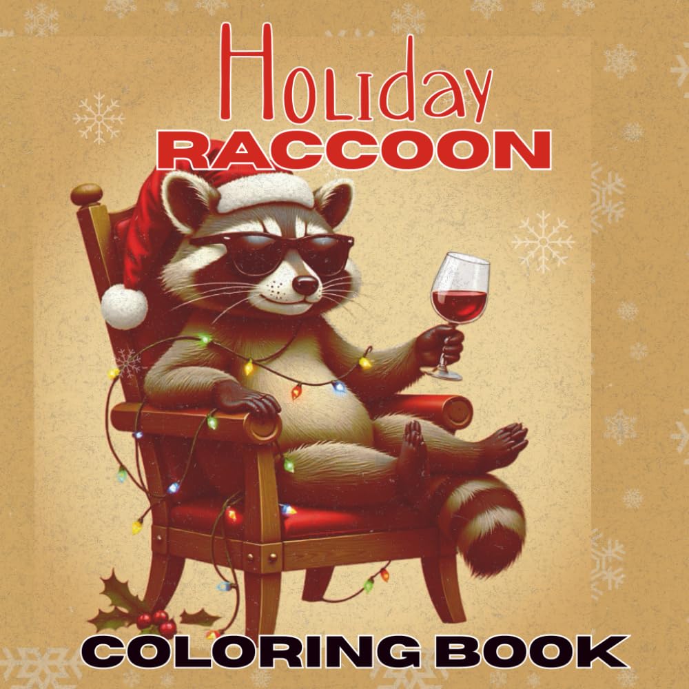 Holiday Raccoon: Holiday Raccoon Mischief | Fun and Adorable Coloring Pages for Thanksgiving & Christmas