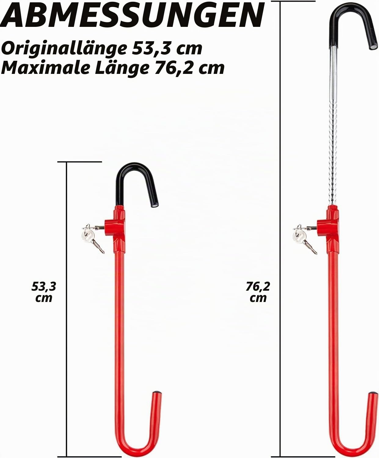 CARTMAN Lenkrad- und Bremspedalsperre – Verstellbares Anti-Diebstahl-Autogerät, geeignet für einen Abstand von 53 cm bis 76 cm zwischen Lenkrad und Pedal.