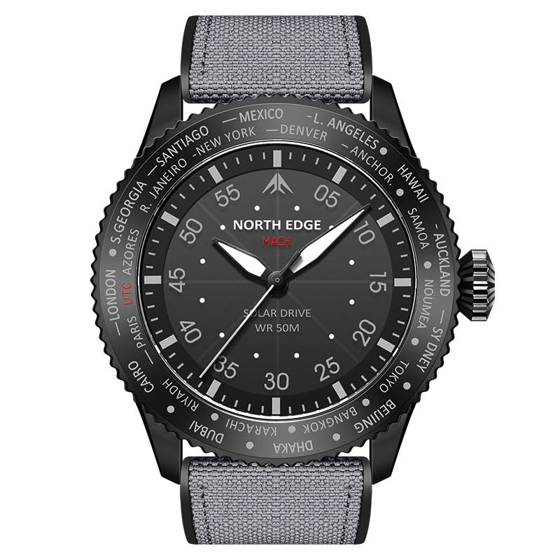 NORTH EDGE Mens Military Solar Powered Drive Pilot Nylon Analog Watch: Mach (B0D7QJPB4Y) Amazon Price History, Amazon Price Tracker