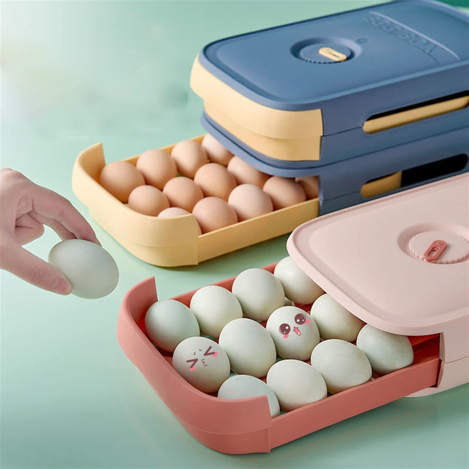 Cubo de Huevos para Nevera, Caja de Almacenamiento de Huevos, cajón, contenedor, Estante, Organizador de Nevera, Bandeja, Nevera, Cocina