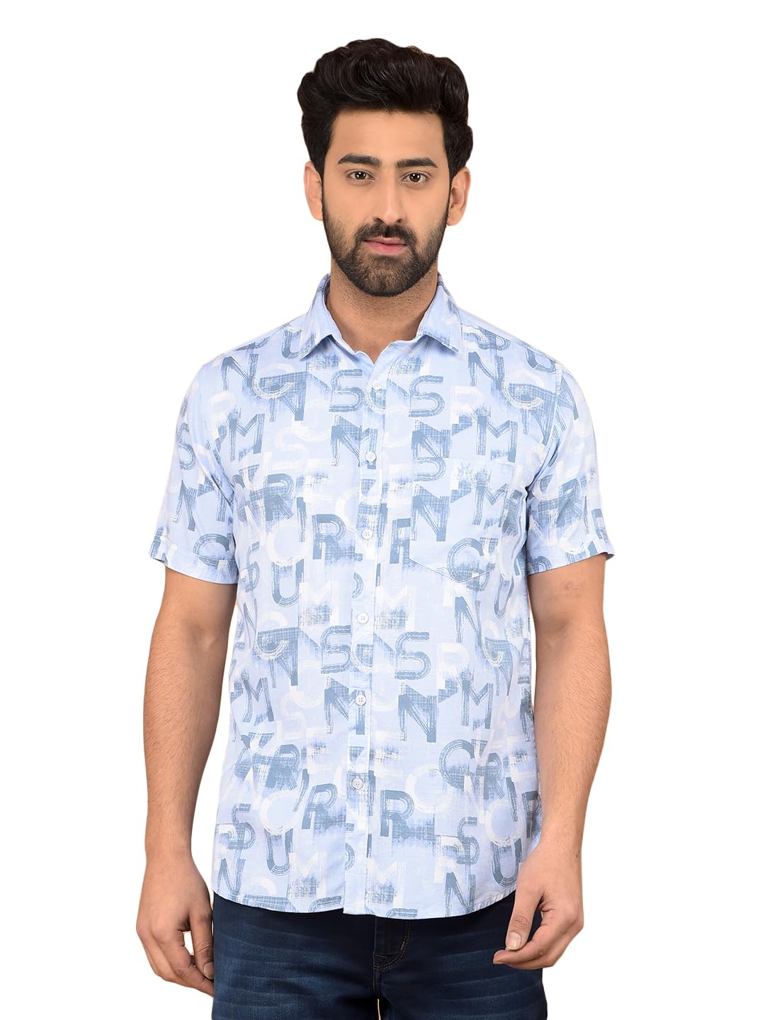 Crimsoune Club Men's Blue Typographic Print Shirt-picture-14