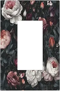 Decorative Outlet Covers Rustic Big Pink Flowers White Peony Floral 1 Gang Single Decora Gfci Device Light Switch Covers Plate 1 Rocker Wall Plate Jumbo Faceplate