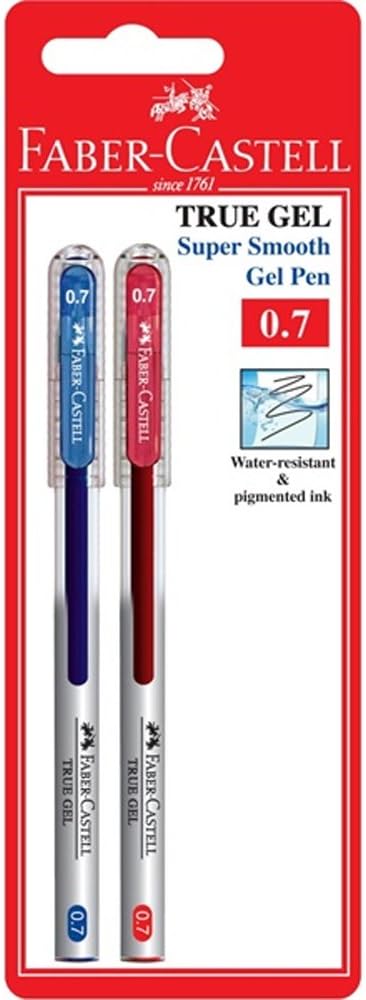 Faber-Castell True Gel Pen 0.7mm Super Smooth (Blue, Red, Sealed in Blister Card)