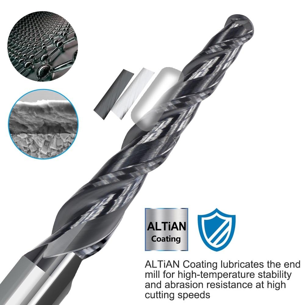 4mm 6mm Shank Milling Cutter Tungsten Carbide End Mill Tapered Ball Nose End Mill R0.25-R2.0 CNC Router Bits for Wood Metal CNC Milling Tool(R0.5xD8x47x85L)