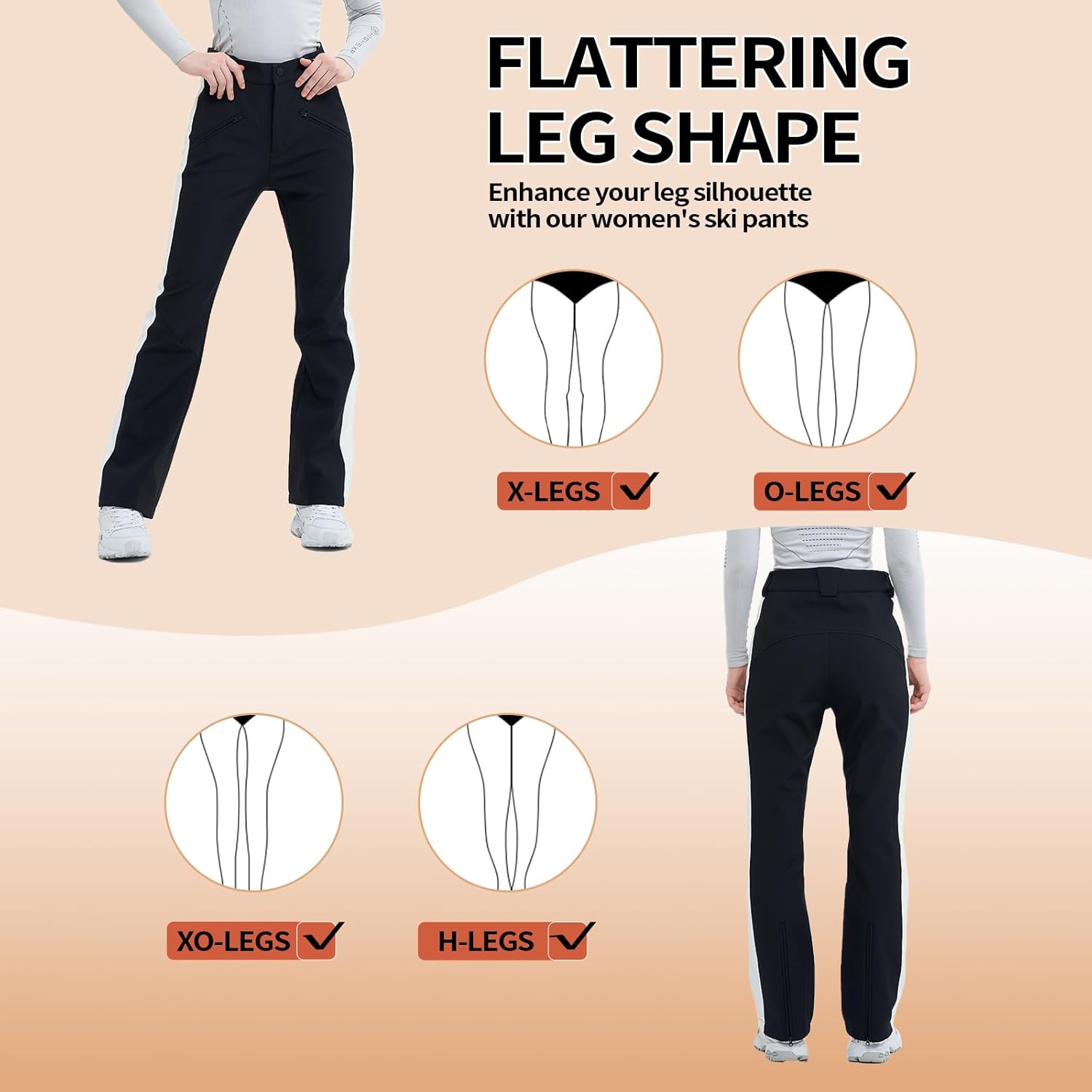 Ski Pants for Women Snow Fleece Lined Snowboard Soft Shell Slim Fit Fitted Waterproof Windproof Warm - Image 5