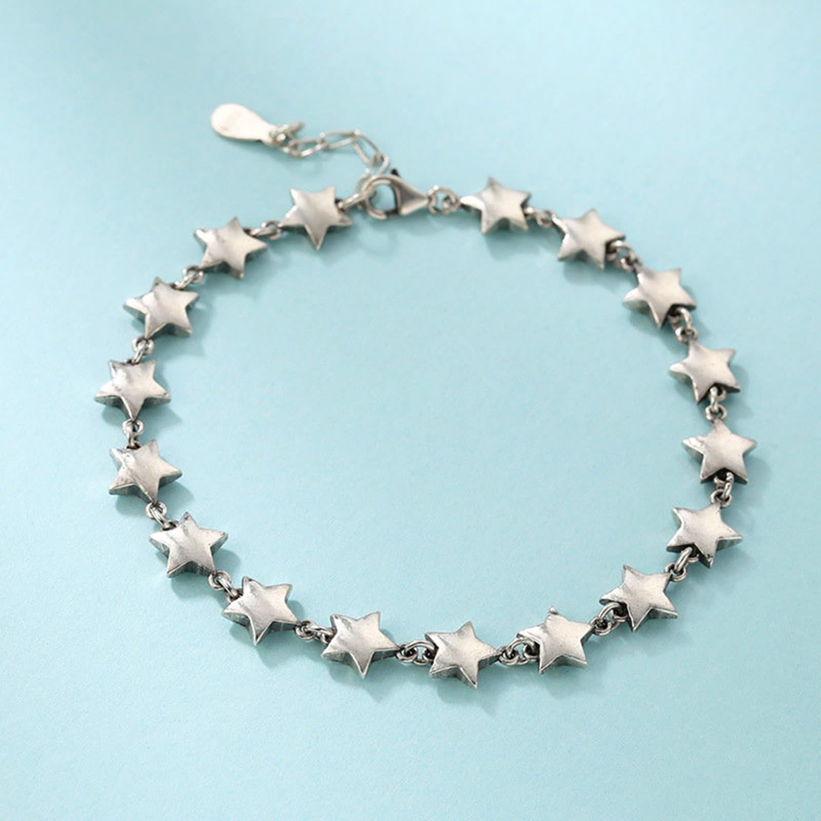 Sterlingsilber S925 Armreifen Damen Stern Gliederkette Armband