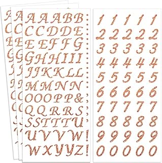 4 Pieces Alphabet Letter Stickers Gold Self Adhesive Stickers Number Alphabet Stickers Scrapbook Craft Stickers for Sign Notebook Door Business Decor (Rose Gold)