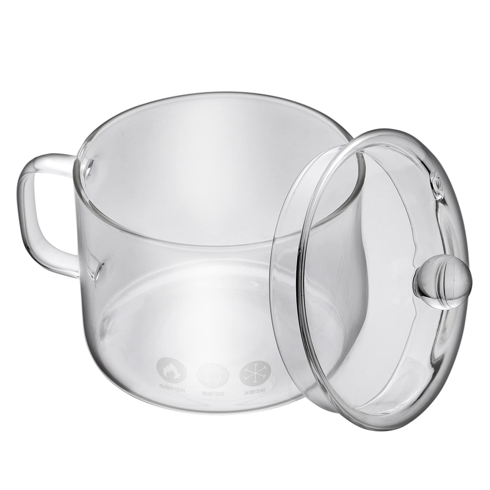 Oqhair Microwave Cookware 1.3L/40 Oz Heat-Resistant Glass Stovetop Glass Saucepan With Cover Cooking Pot With Lid And Handle For Pasta Noodle, Soup, Tea (6.6 X 5.3 X 3.9 Inch) Clear Cookw