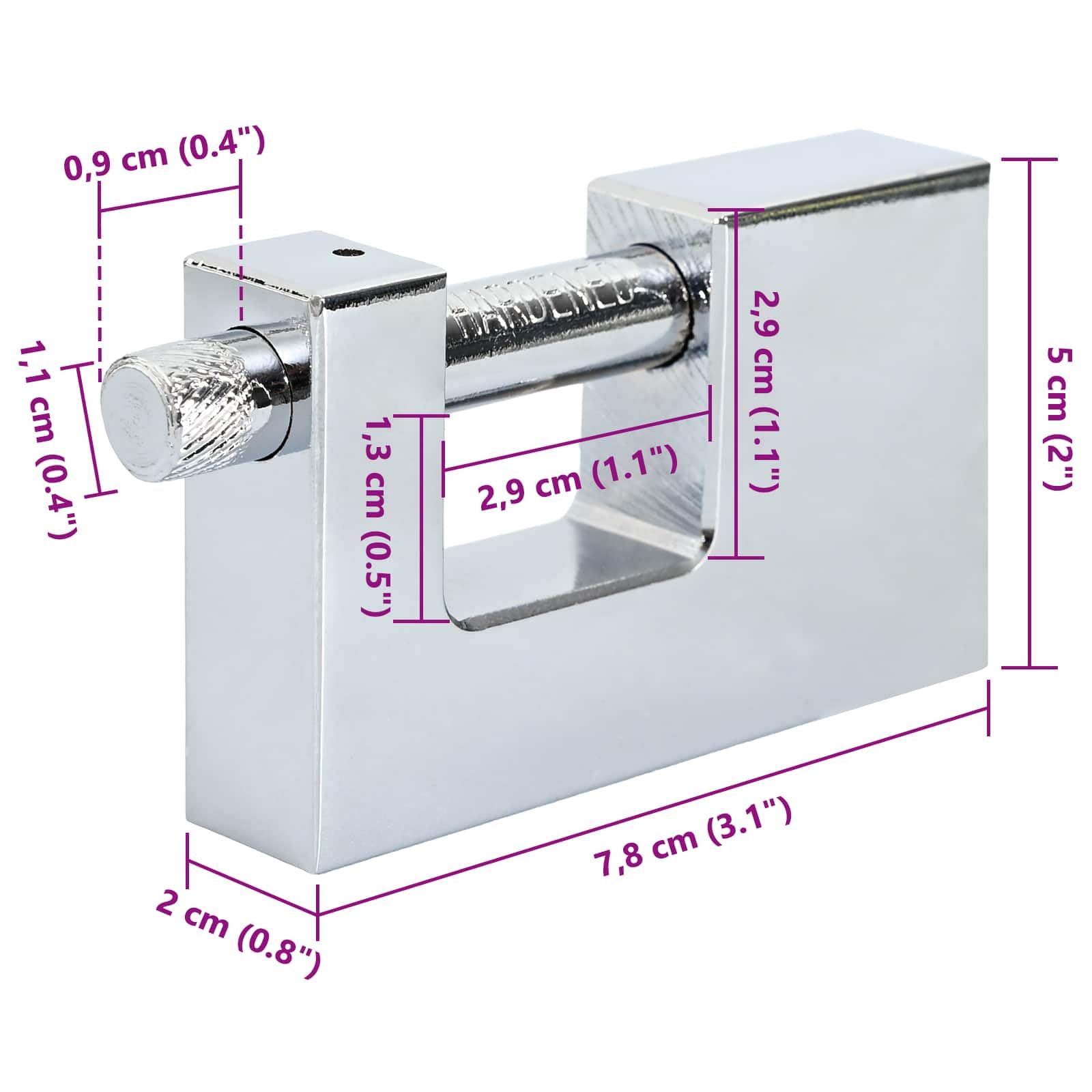Set di 12 lucchetti in acciaio, 7,8 x 2 x 5 cm, argento, resistenti alle intemperie, per porte, armadi, con 36 chiavi incluse