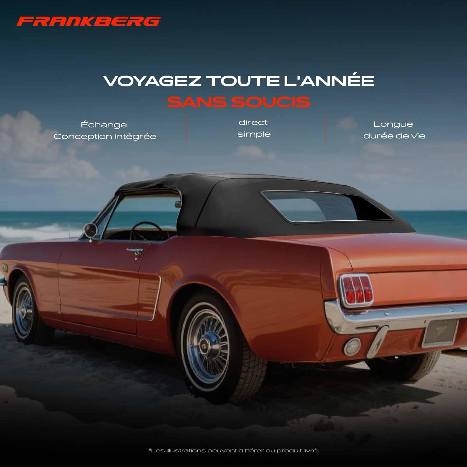 Frankberg Capote de cabriolet Softtop Noir Compatible avec Barchetta 183 Cabriolet 1.8 16V 1995-2005 Remplacer# 0010