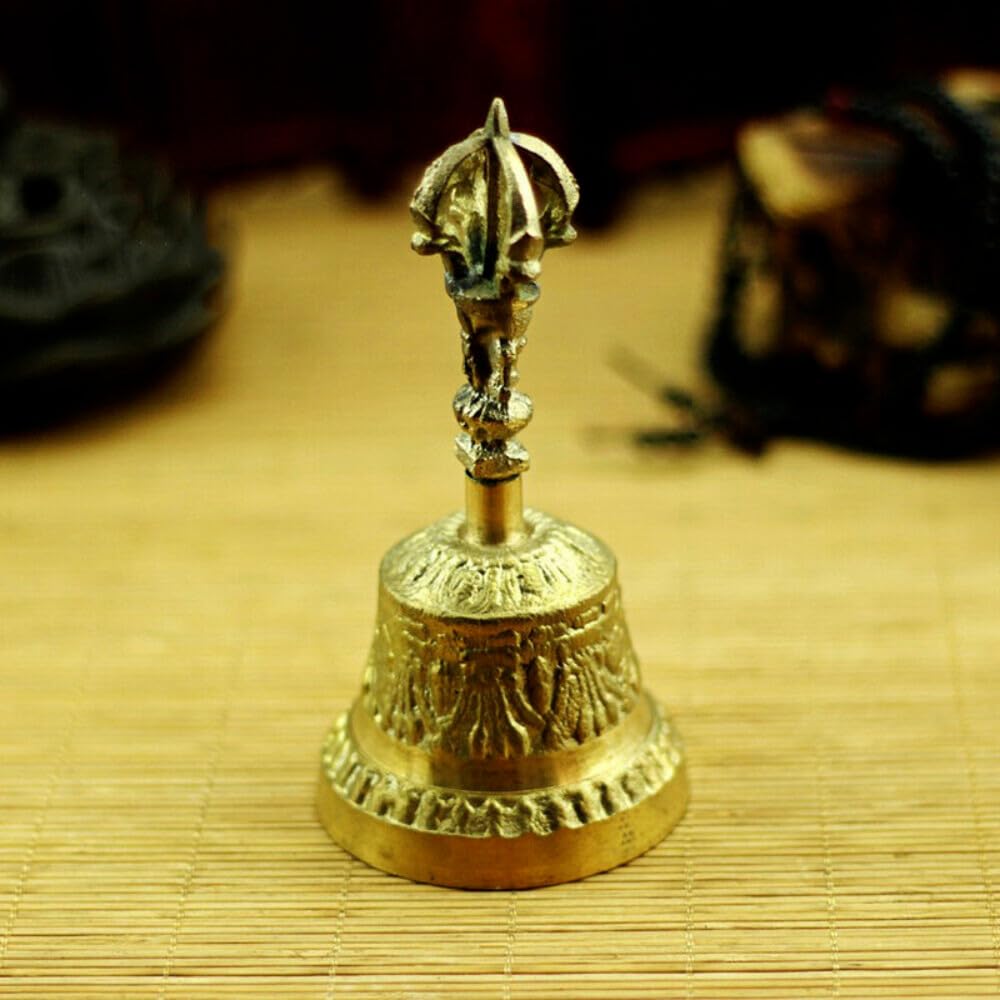 Campana de cobre hecha a mano para meditación tibetana Dorje Vajra Bell