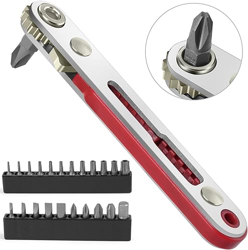 OSDUE Juego de llaves de trinquete, accionamiento de 14 de pulgada de alto par de desplazamiento reversible mini trinquete con 22 brocas de 90