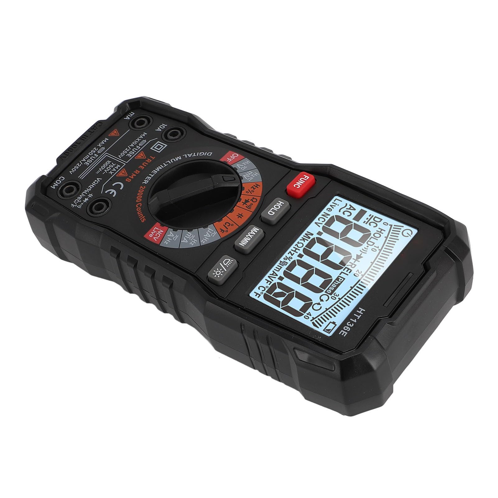 Kit de prueba de multímetro Digital Ainoli 20000 recuentos con linterna para voltaje corriente resistencia capacitancia frecuencia HT136E