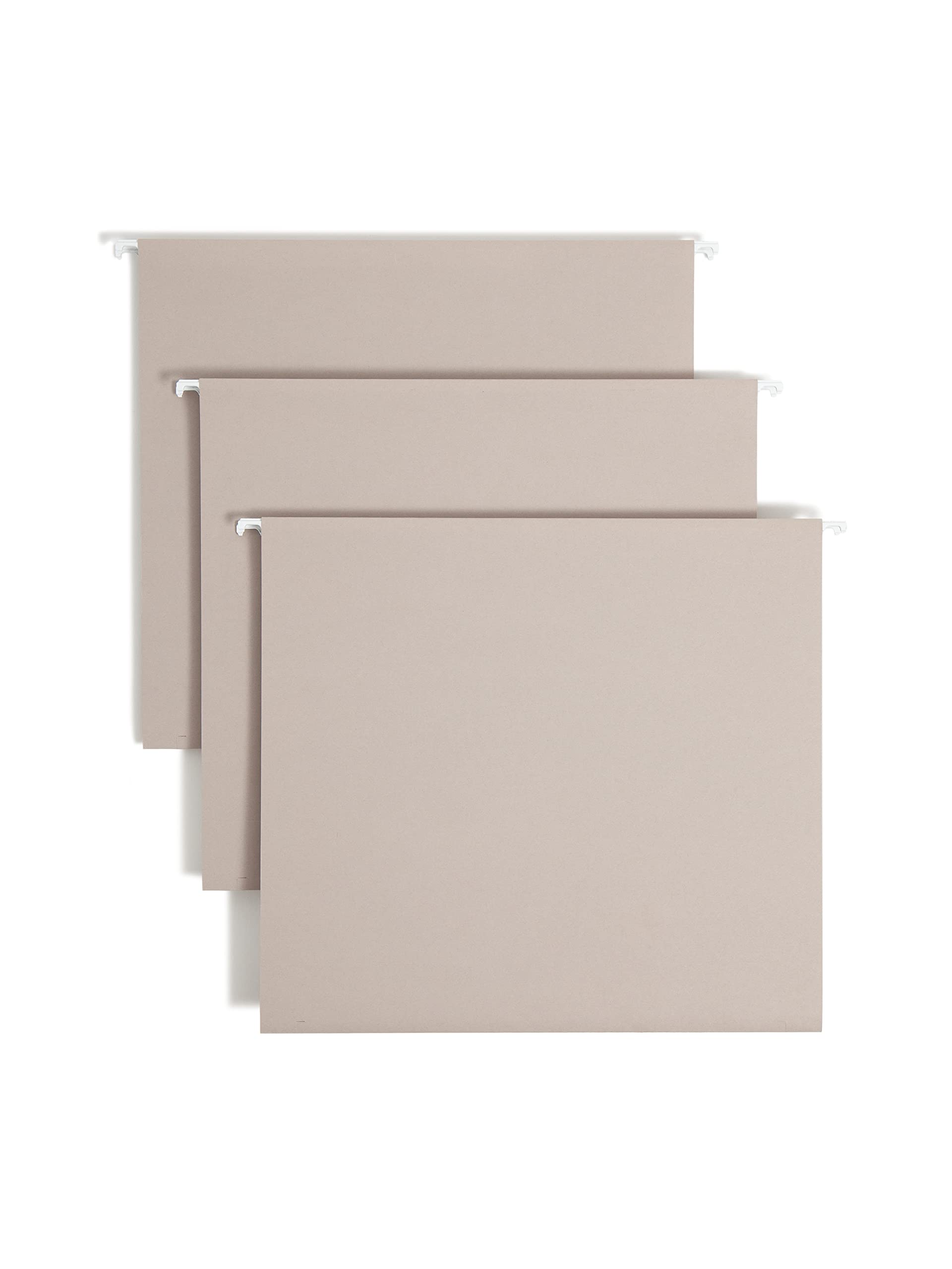 Smead TUFF Extra Capacity Box Bottom Hanging Folder, 3" Expansion, 1/3-Cut Easy Slide Tab, Letter Size, Steel Gray, 18 per Box (64241)