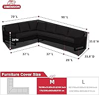 Vista 2 de Turtle Life Funda para sofá modular de patio, resistente a los rayos UV, resistente al agua, antidecoloración, en forma de L, color negro