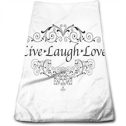 Fubido Love - Toalla de mano para baño hogar cocina cocina toalla para cocinar y hornear Live Laugh Love toalla para cocinar y hornear blanco gris