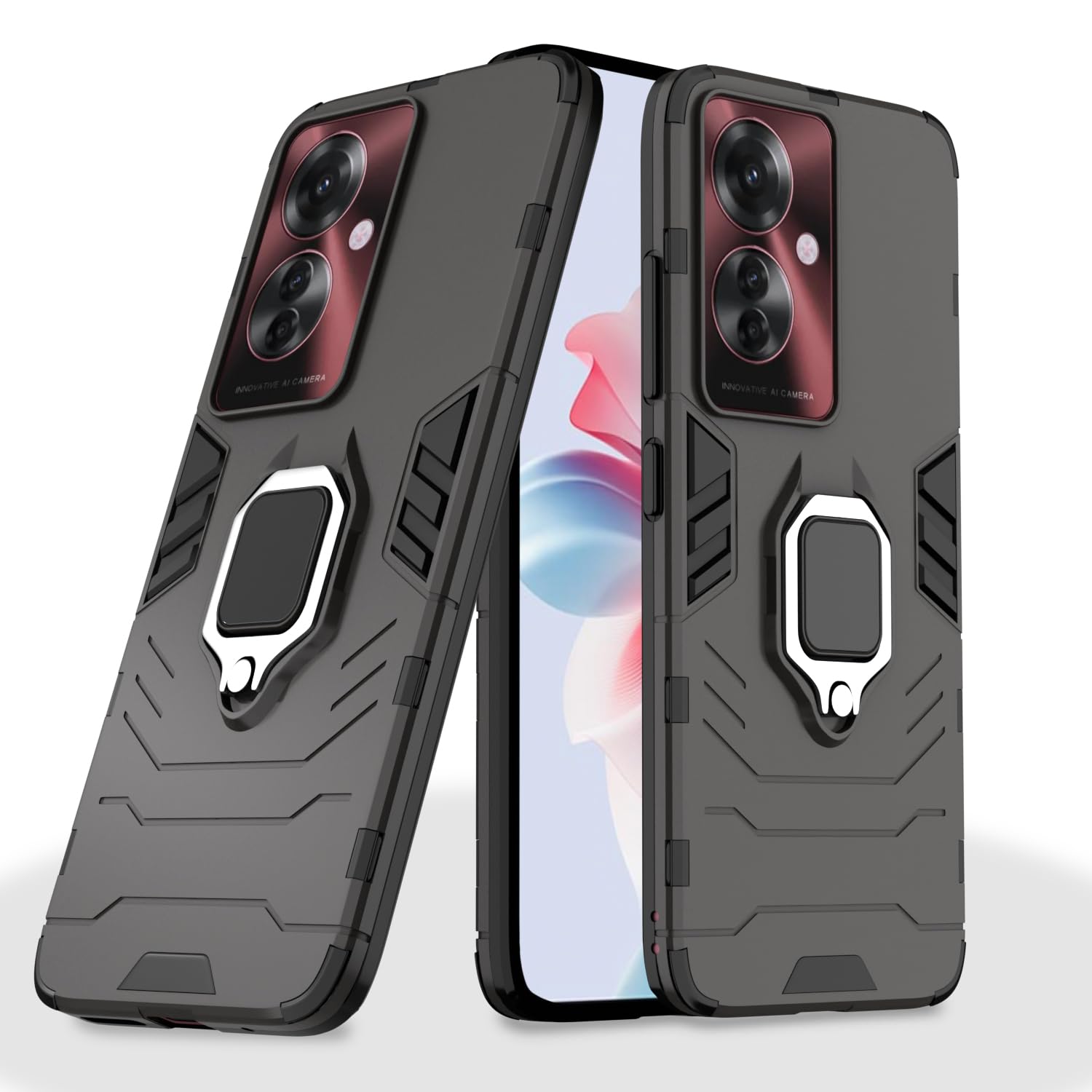 Pikkme D5 Tough Armor Back Cover | 360 Protection Case | Ring Holder Stand Bumper Case for Oppo F25 Pro 5G (Black) (B0D9WBTCDM) Amazon Price History, Amazon Price Tracker