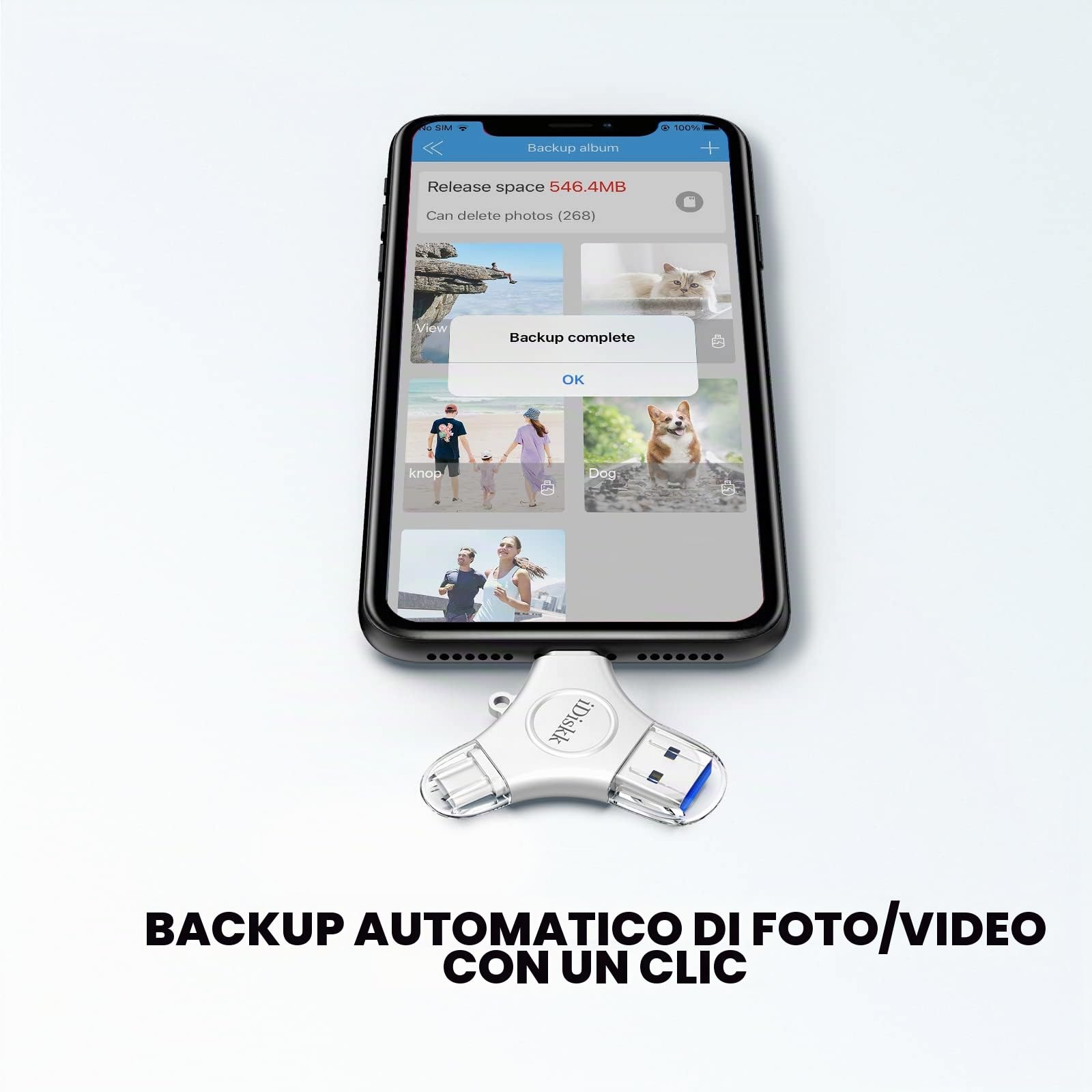 Chiavetta USB Lightning per iPhone,3 IN 1 TYPE-C 128G certificata IDiskk MFi Memory Stick esterna per iPhone/iPad Funziona con PC iOS Mac e cellulari TYPE-C