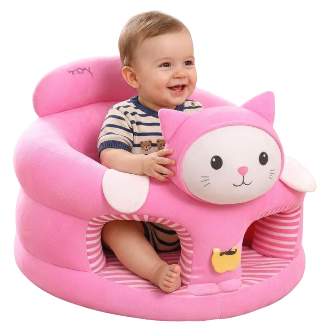 Premium Baby Support Sofa Seat for Infants and Toddlers 0–3 Years | Adorable Pink Kitty Plush Learning Chair for Sitting Training, Playtime, Nursery Décor, and Comfortable Early Development Support-image-2