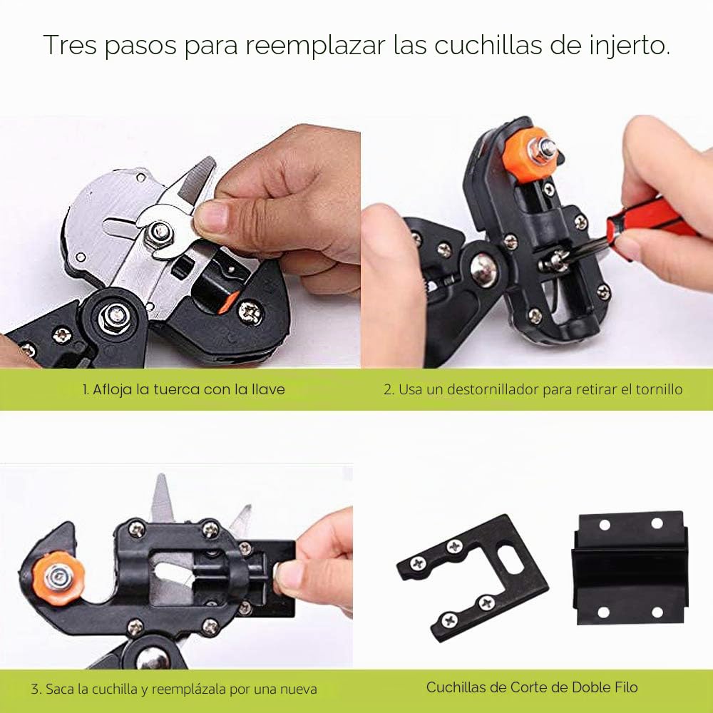 Jardín Injerto Kit, Profesional Tijeras Injertar para Planta Flores Árboles Frutales Ramas, Podadora Cortar Tijeras Jardinería Herramienta de Injertar, Garden Grafting Tool Kit