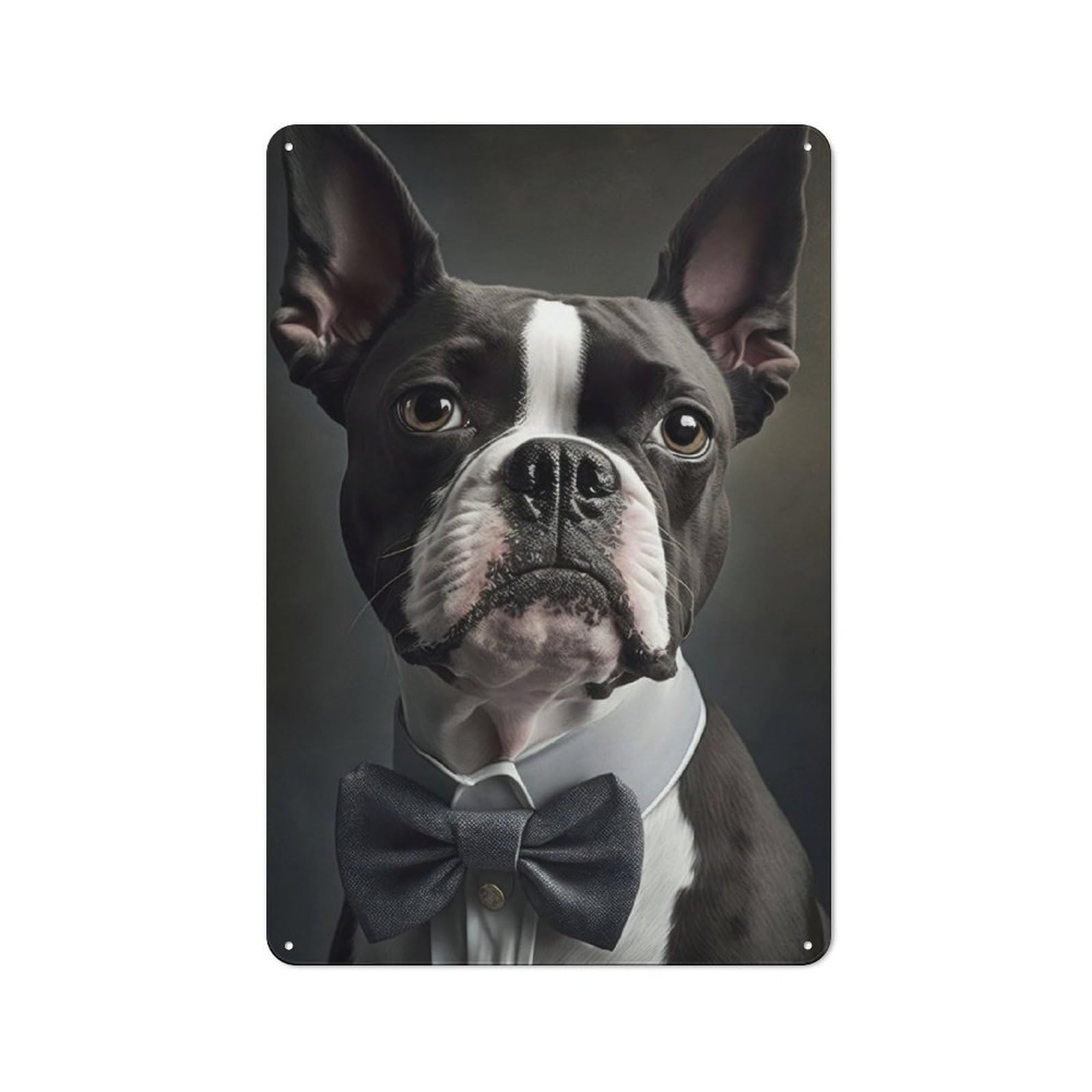Classic Kitchen Metal Sign 30x20cm Featuring Boston Terrier Dog, Cafe Wall Decor for Restaurant, Kitchen, Counter Or Breakfast Nook