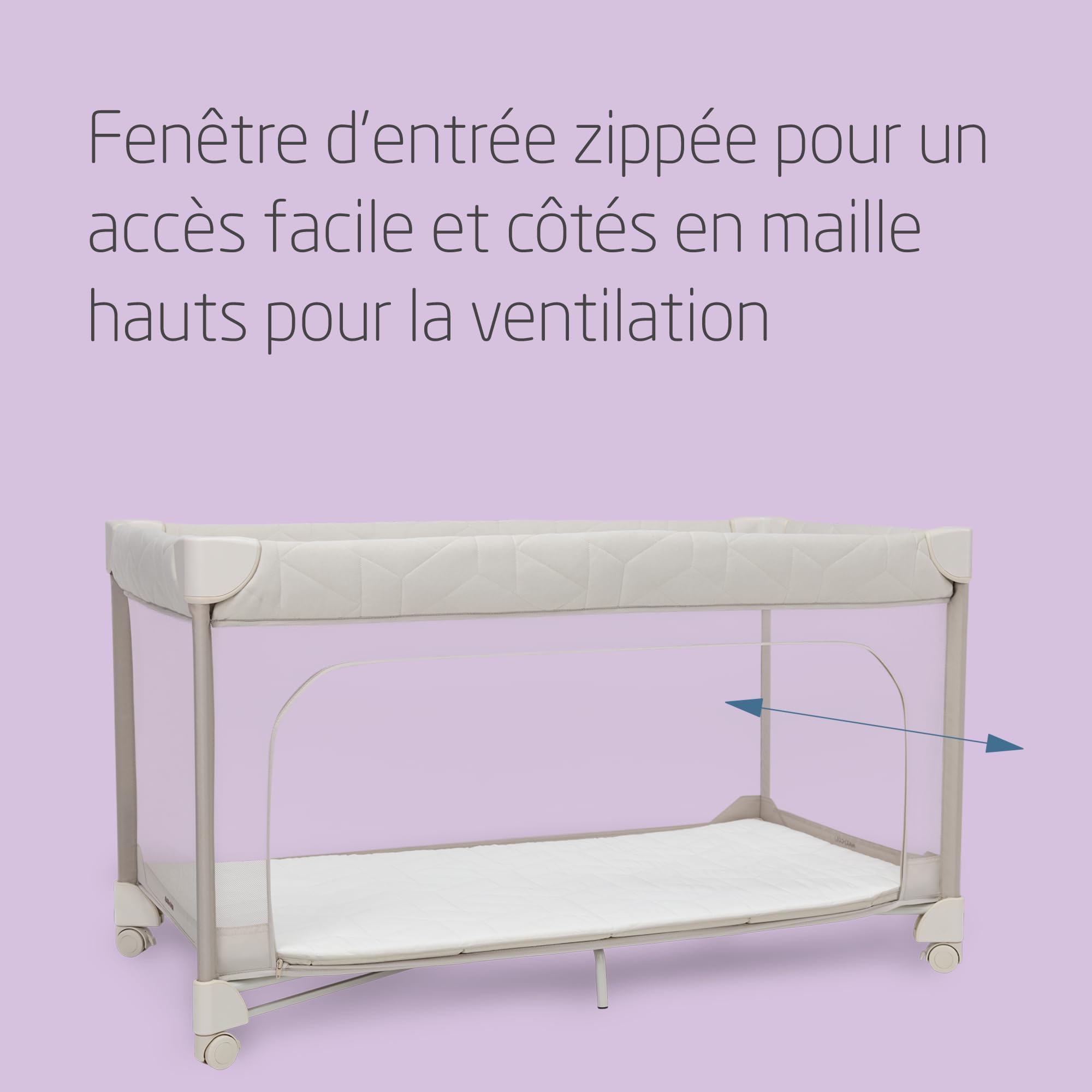 Maxi-Cosi Merlin Lit Parapluie Bébé 2-en-1 0-4 A 18 kg Pliable Matelas CloudCore 120 x 60 cm Elegance Beige
