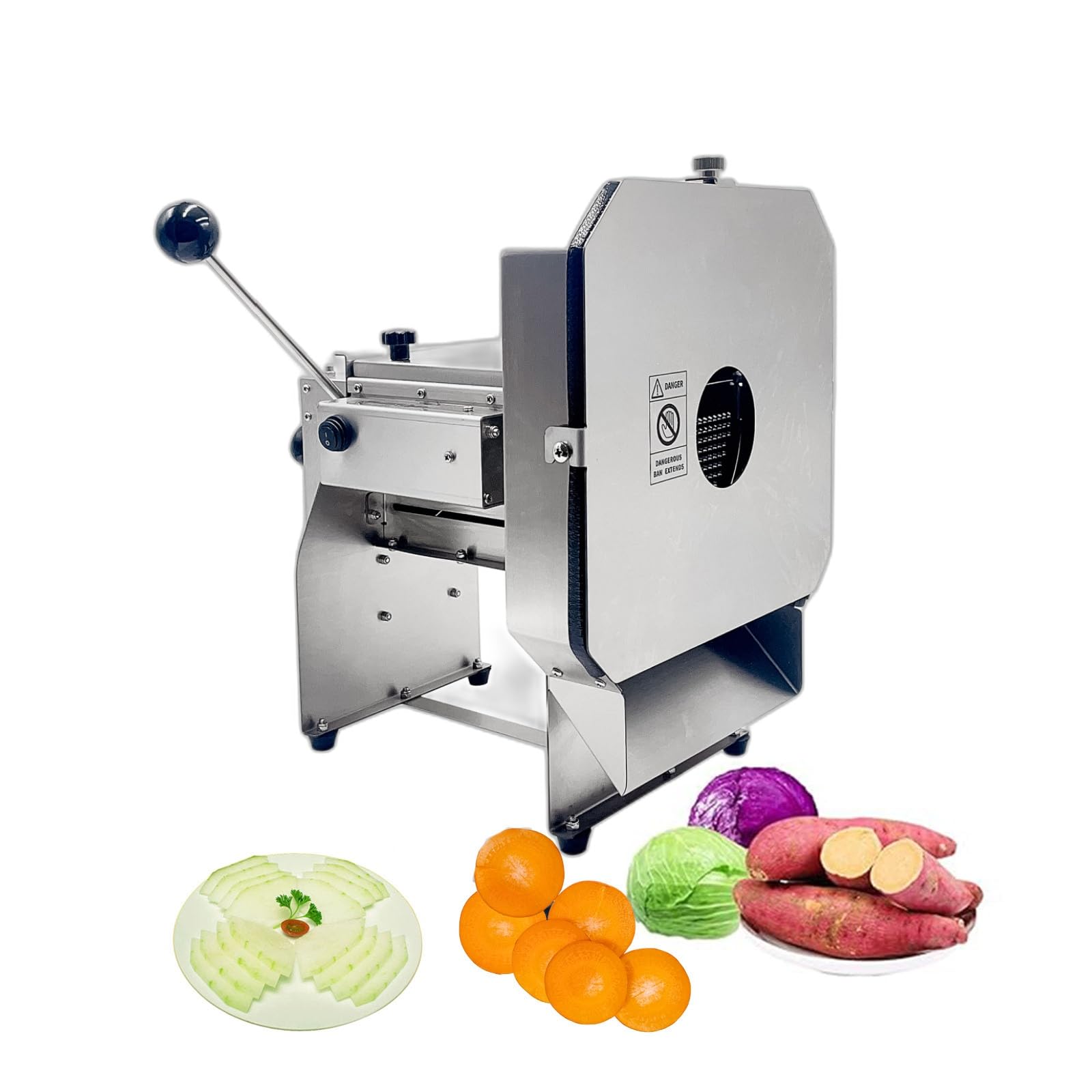 Generic Upgraded Electric Potato Slicer, Electric Food Slicer 0-0.4'', Stainless Steel Commercial Vegetable and Fruit Dicing Machine 110V, large, Silver