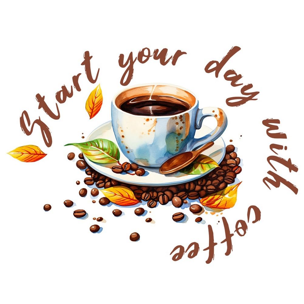 Quystetes Coffee Cup Wall Stickers Restaurant Background Decoration Mural for Cafe Kitchen Room Home Decor 1 PCS