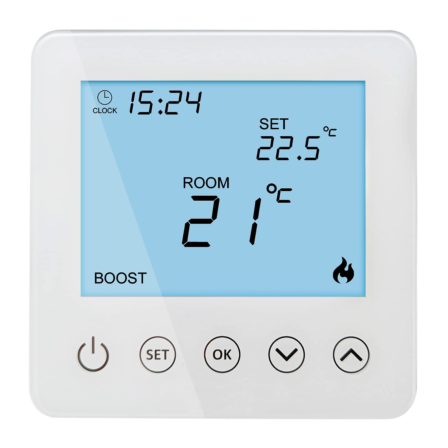 T5 LCD Touch Screen Programmable Electric Underfloor Heating Thermostat, for Under Floor Heating with External Sensor Probe