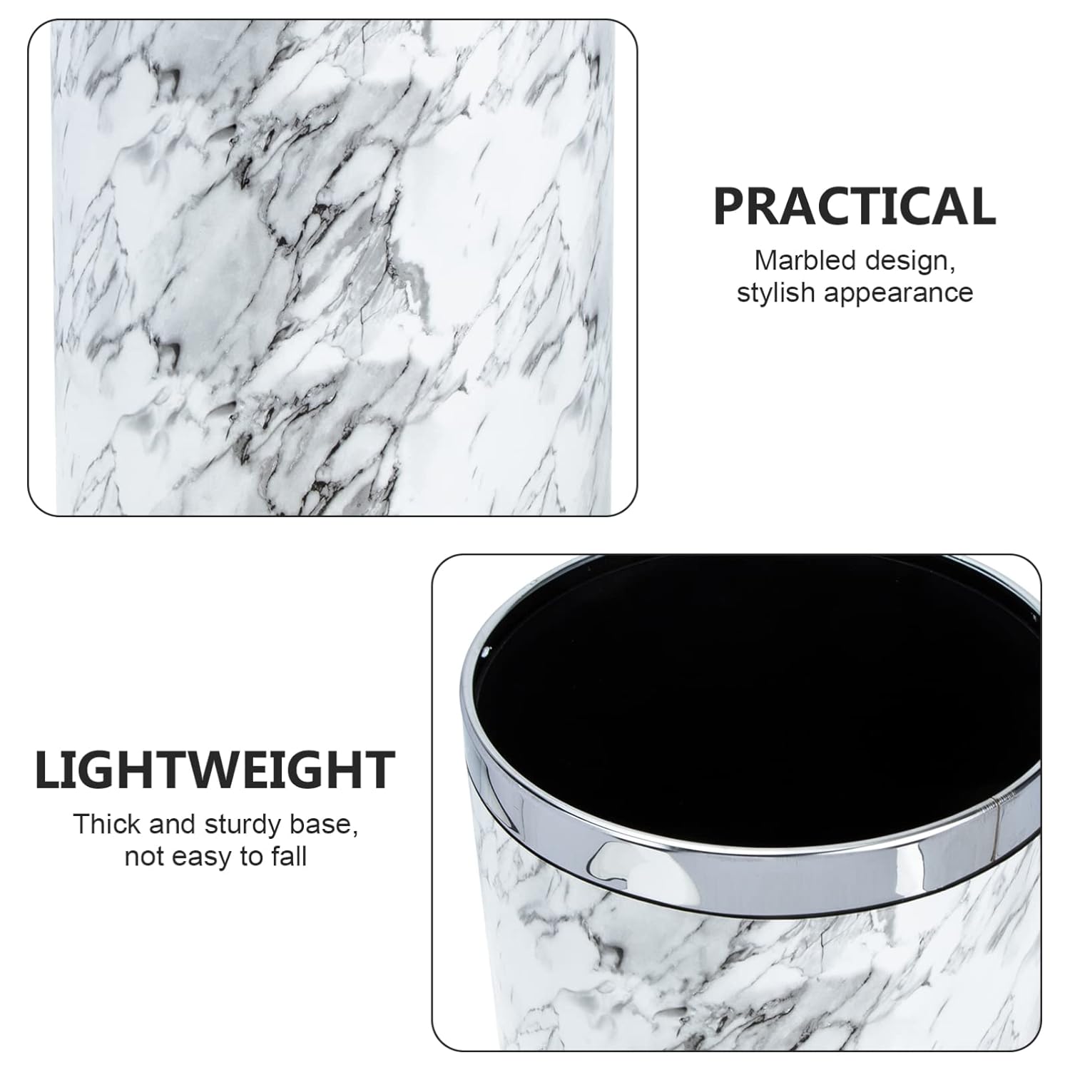 DECHOUS Commercial Trash Cans Marble Bathroom Marble Pattern Garbage Holder Kitchen