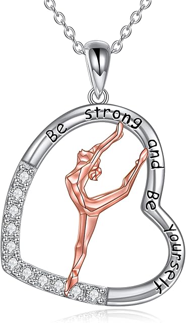 YAFEINI Gymnastics Gift for Girls Gymnast Necklace 925 Sterling Silver Flipping Gymnast Team Gymnastics Girl Fashion Jewellery Sport Ballerina Gymnastics Pendant for Women Gifts
