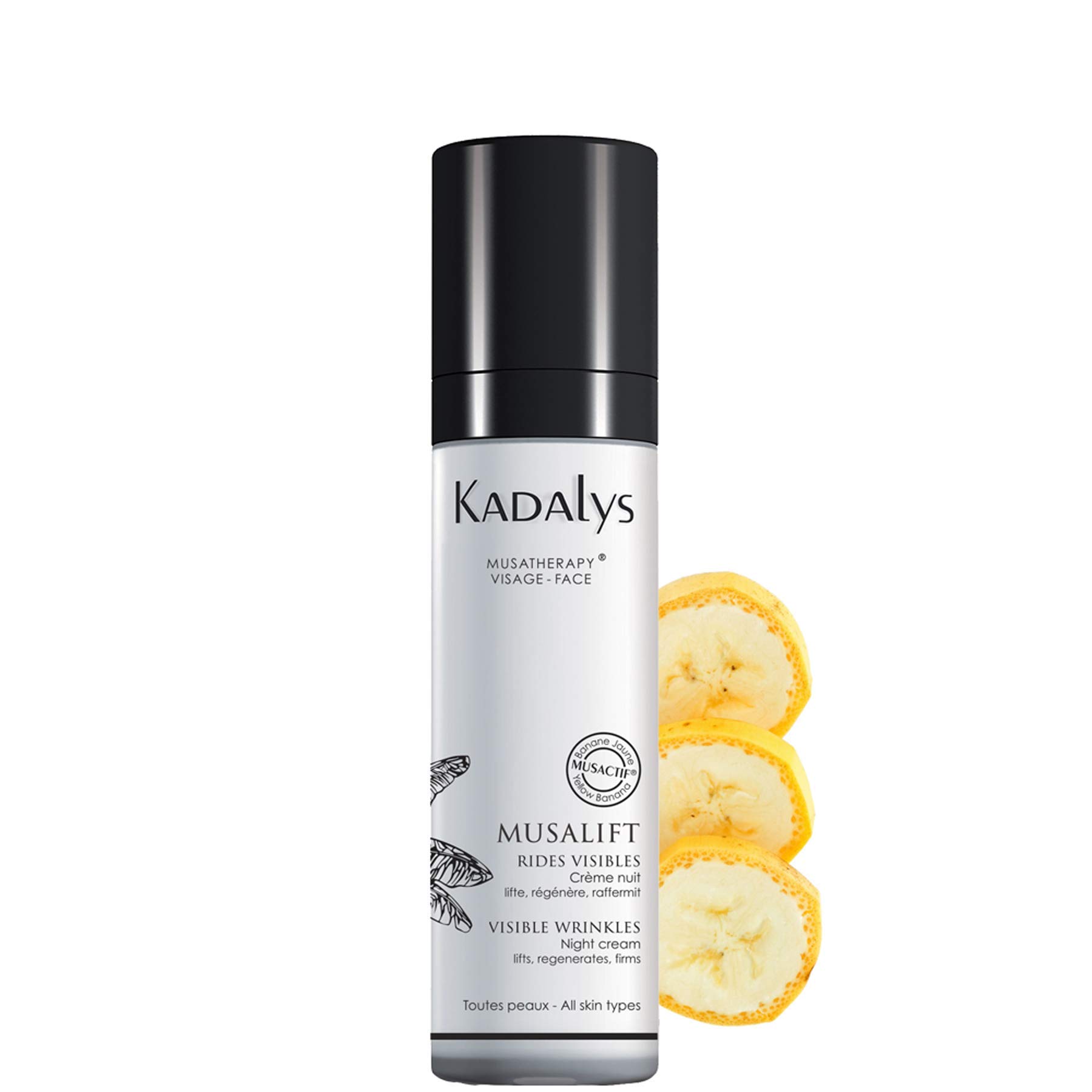 BIO Kadalys Musalift Lifting Face Cream - wygładza widoczne zmarszczki - 100% naturalne pochodzenie - kwas hialuronowy - formuła wegańska - wyprodukowana we Francji - 50 ml