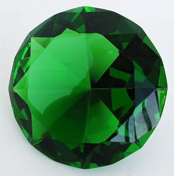 Crystal Glass Diamond Shaped Decoration Paperweight 80mm 3.15" Diameter Green
