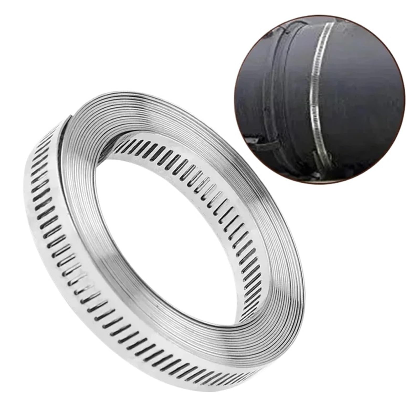 Abrazadera de manguera de acero inoxidable 304, corte a medida, correa de Metal de 30M/50M/100M, engranaje de tornillo sin fin ajustable for abrazaderas de tornillo, tubo de conducto(30m)