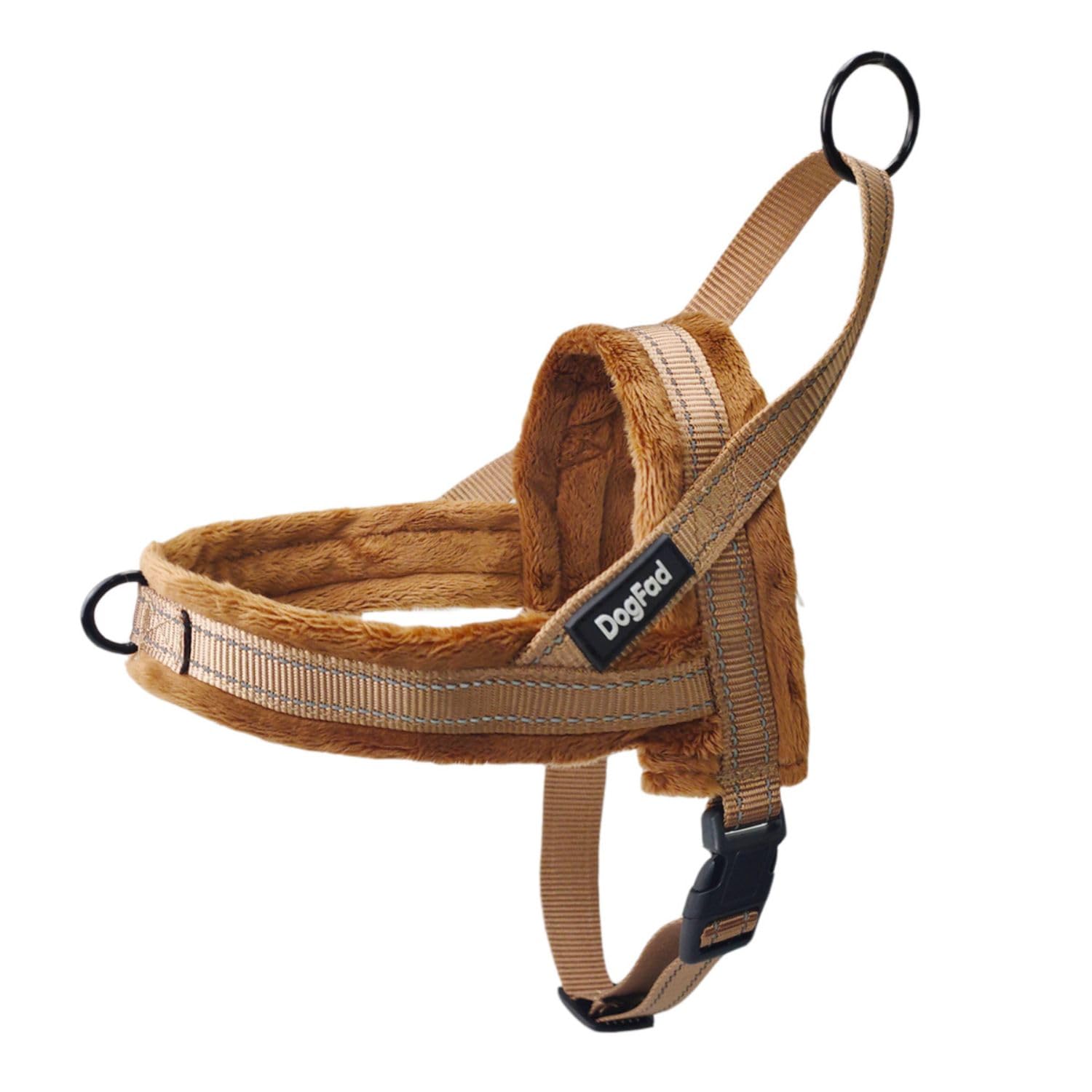 HDKUW Plush Dog Harness,No Pull Step in Adjustable Dog Harness Vest for Cold Weather,Pet Harness for Small Medium Large Dogs Brown XS