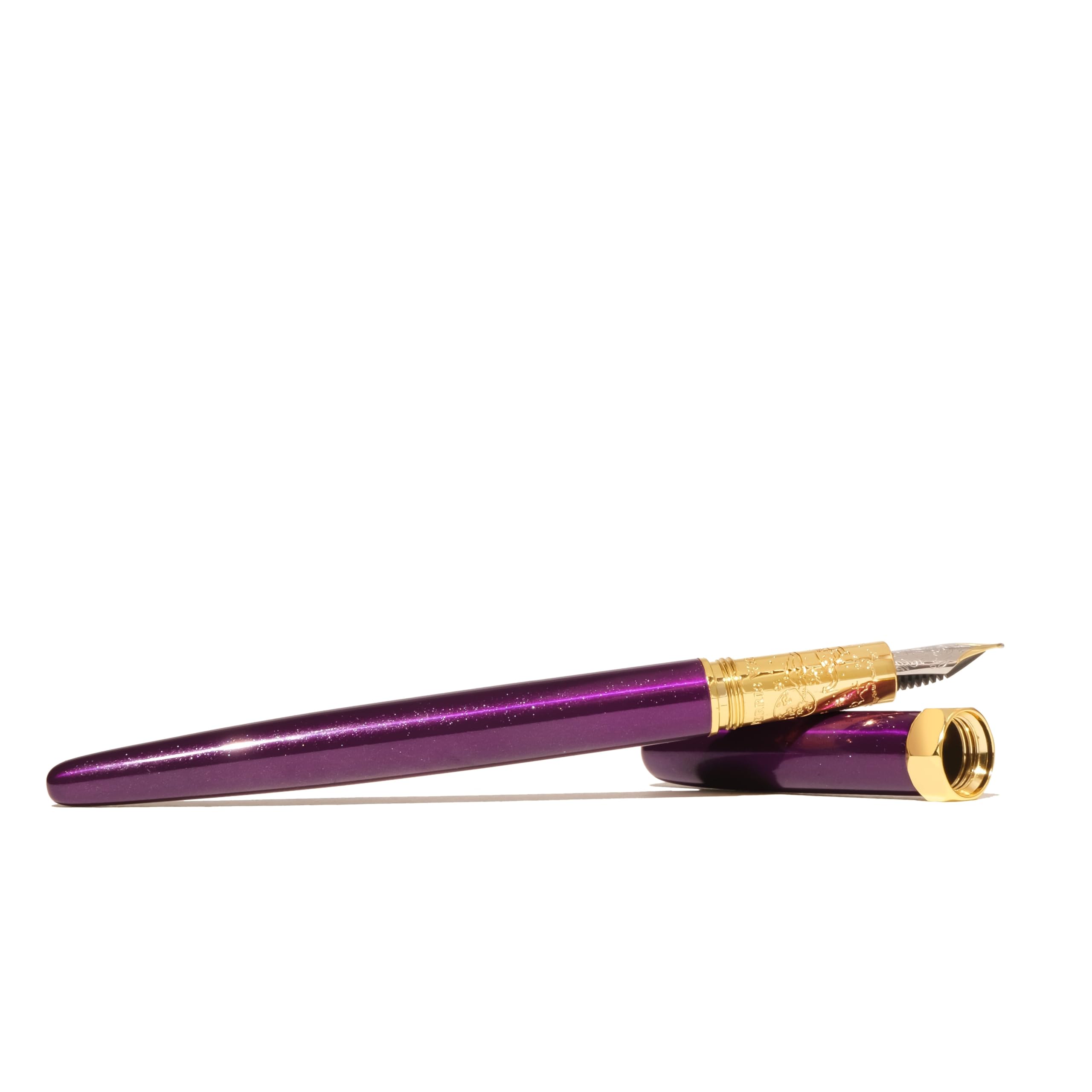 Ferris Wheel Press, Bijou Fountain Pen, Whispers of Twilight, Double Gold Plated, Sapphire Lacquer Finish, Two-Tone Steel Nib, Fine