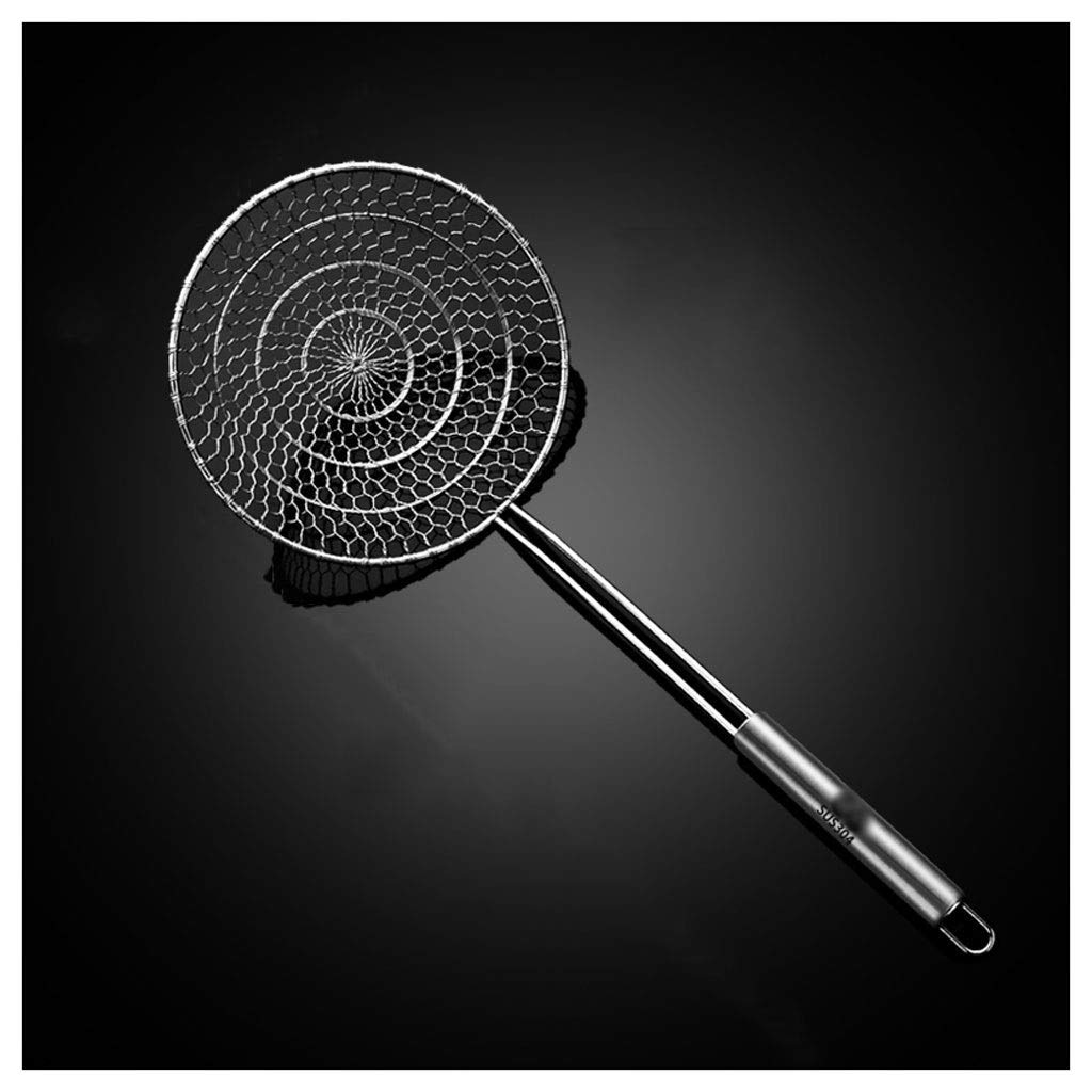 Tamiz, colador, colador de araña de acero inoxidable Cocina Colador grande Malla Comida Cocina Espumadera Cesta for aceite frito Drenaje Fideos Colador Coladores de alimentos tejidos a mano (Size : 17