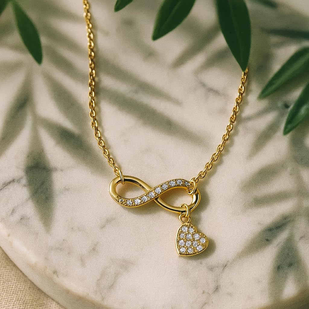 Zelya Collana da donna in argento e oro 925/585 – catena ad ancora 41 – 45 cm con zirconi, regalo romantico incisione oro